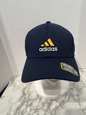 Unisex adidas Navy Hat with Orange Logo S / M Climalite - Stretch NWT A - Flex